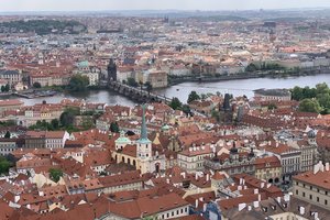 An aerial view of prague, czech republic.