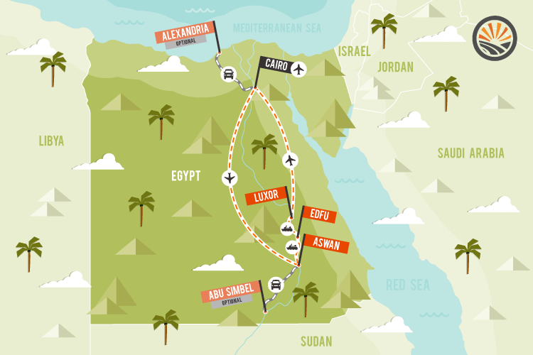 Map of Egypt for Gay Group Travel Tour